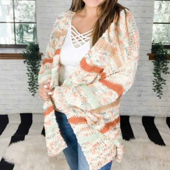 Women's Sweater DOUBLESTRANDED STRIPE CARDIGAN NWT - Picture 2 of 4